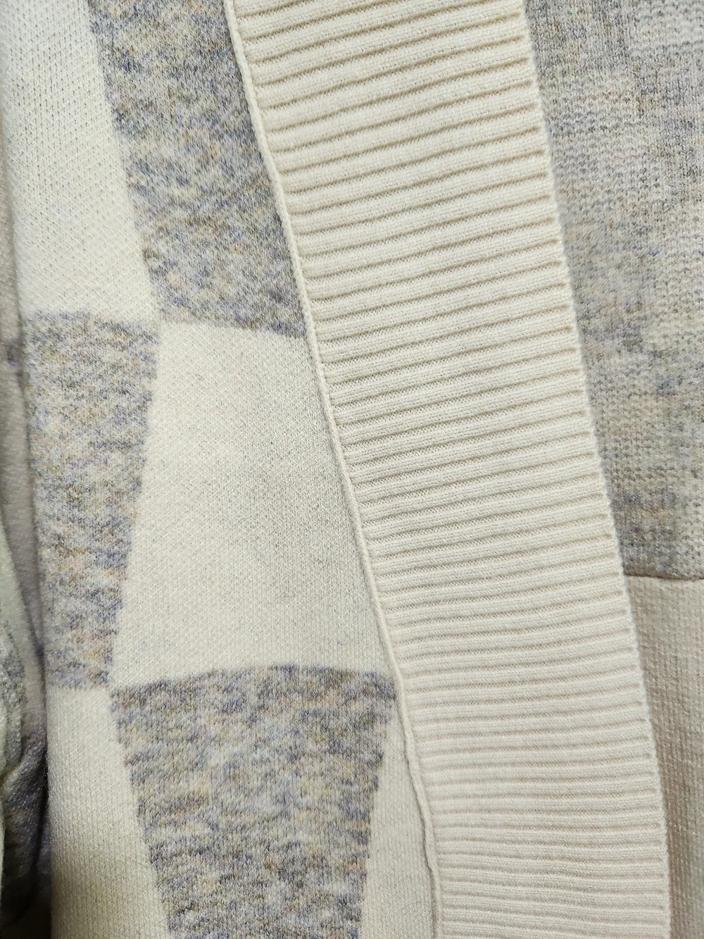Checked Open Front Cardigan Sweater - Beige & Gray